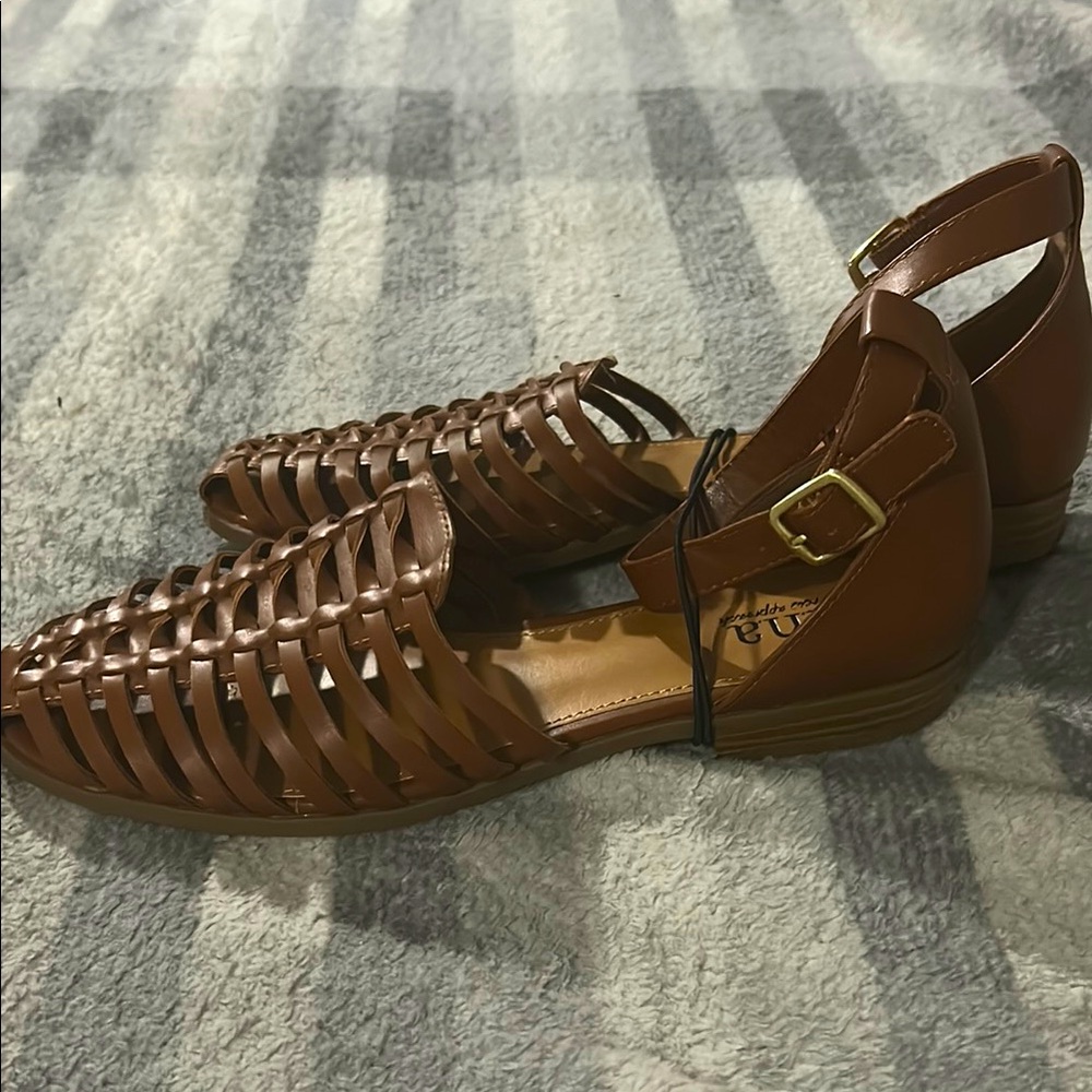 a.n.a Brown Woven Flats